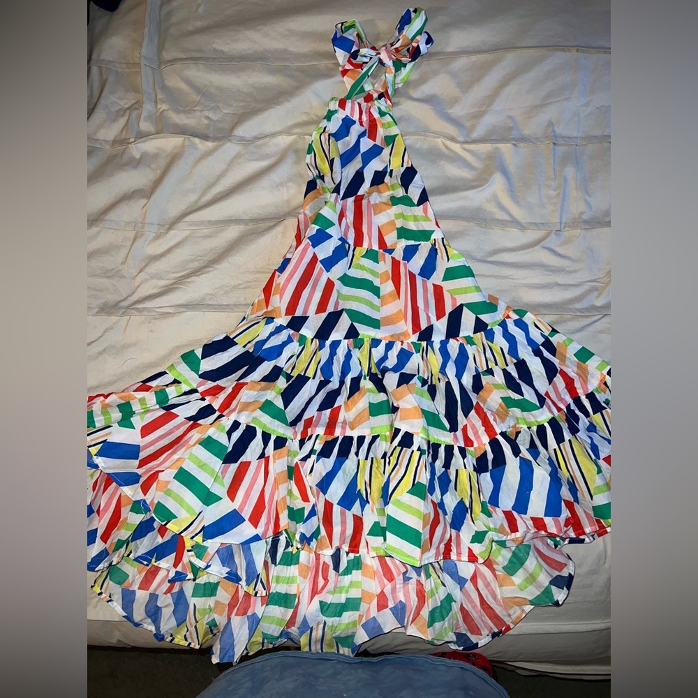 Solid and Striped Brianna Dress, broken multi colored pattern